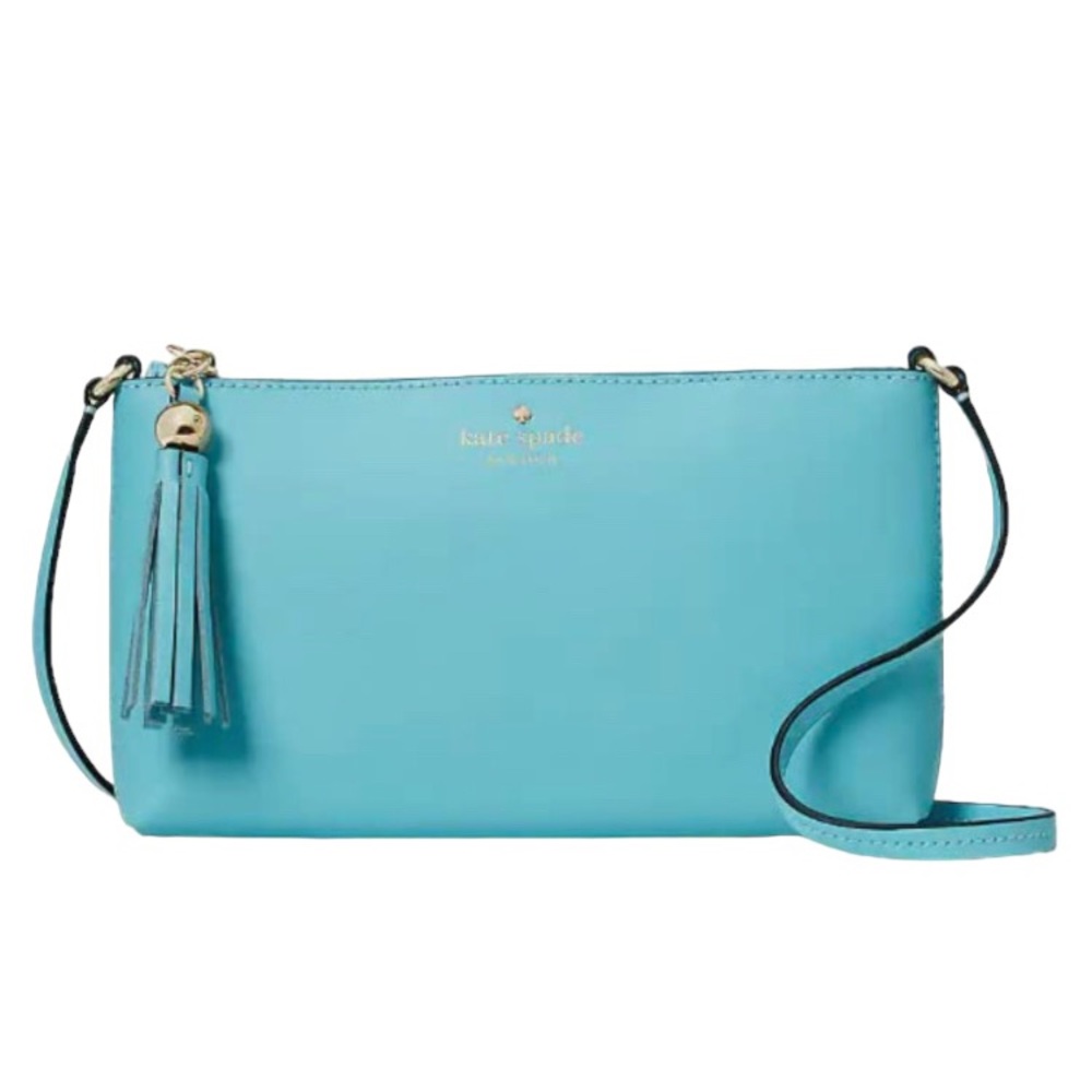 NWT Kate Spade Amy Ivy Street Tassel Stone Blue Crossbody Purse Bag - Picture 15 of 15
